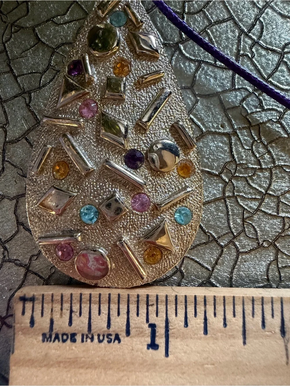 Vtg. 1959 Sarah Coventry Sultana Gold Teardrop Pendant with RhineStones